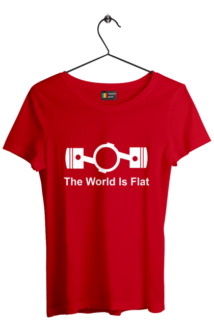 Women`s t-shirt with prints World Flat Wh. Auto, cars, detail. 2070702