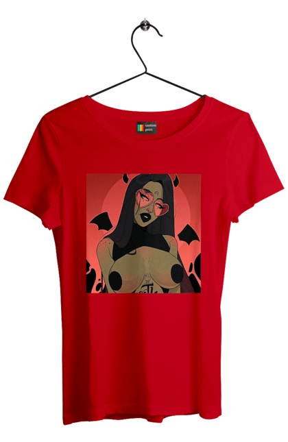 Футболка жіноча з принтом "Диявол З Цицьками". Гола, диявол, сиськи. 2070702