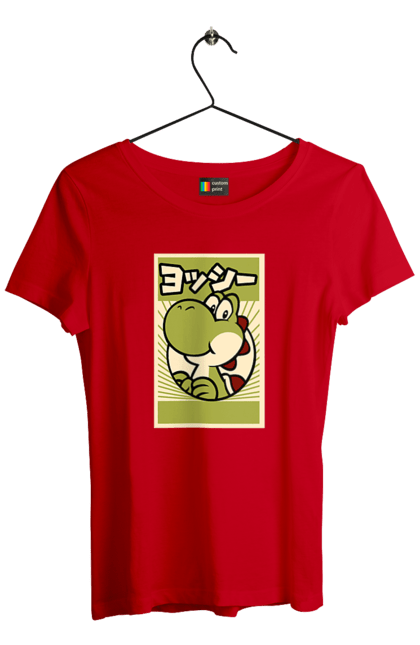 Women's t-shirt with prints Mario Yoshi. Character, dinosaur, games, mario, nintendo, super mario world, yoshi. 2070702