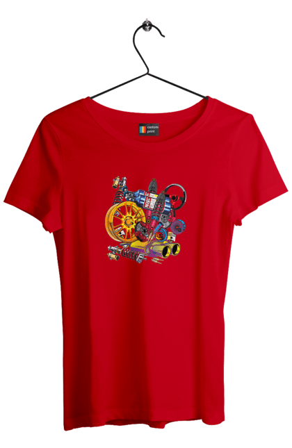Women`s t-shirt with prints Carparts. Auto parts, car, carparts, drive, drug, machine, race. 2070702