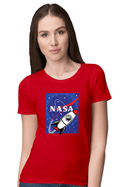 Women's t-shirt with prints NASA. Aeronautics, astronautics, aviation, nasa, research, rocket, science, space, technologies, usa. 2070702