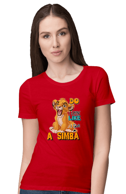 Футболка женская с принтом Король Лев Симба. Lion king, simba, животное, король, лев, мультик, мультфильм, симба. 2070702