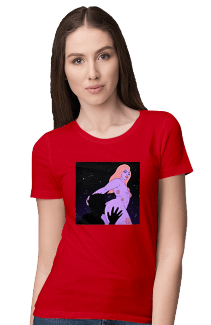 Футболка жіноча з принтом "Фіолетова Дівчина". Дівчина, тіло. 2070702