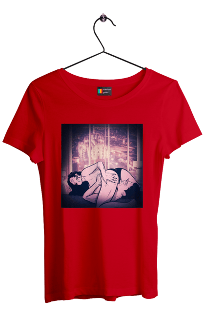 Футболка жіноча з принтом "Дорослі Ігри На Тлі Міста". Гола, кохання, лизати, трусики. 2070702