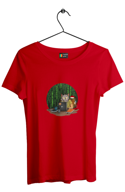 Футболка жіноча з принтом "Кіт програміст". Angular, c, css, html, it, javascript, jquery, php, python, react, svelt, vue, айтишник, айті, гумор, код, кодувати, прогер, програміст, програмісти, ти ж, ти ж програміст, тиж програміст. 2070702