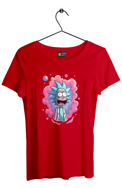 Women's t-shirt with prints Rick and Morty. Adventures, black humor, cartoon, rick, rick and morty, sci-fi, tragicomedy. 2070702