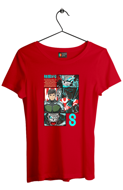 Футболка жіноча з принтом "Кайдзю № 8 Кафка Хібіно". Kafka hibino, kaiju, kaiju № 8, аніме, кайдзю № 8, кафка хібіно, манга, хібіно кафка. 2070702