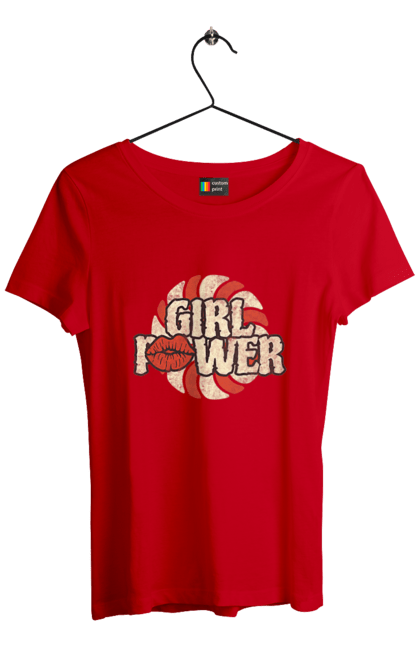 Футболка женская с принтом Girl Power. Girl power, девушки, девушки могут, женская сила, женщины, лозунг, независимость, сила, феминизм. 2070702