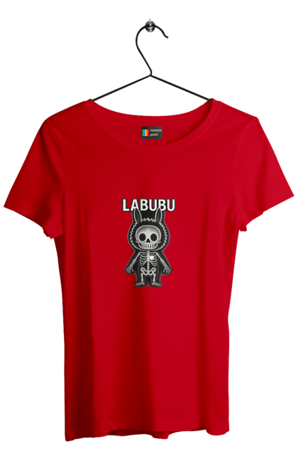 Футболка жіноча з принтом "Лабубу". Анатомія, кістки, лабубу, миложутко, мінімалізм, рентген, серце` що світиться, скелет, череп, чорнобіле. 2070702