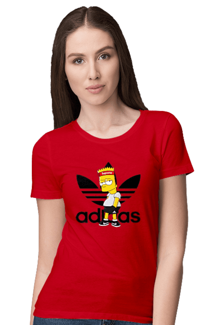 Футболка жіноча з принтом "Adidas Барт". Adidas, bart, адідас, барт, мультфільм, серіал, сімпсон. 2070702