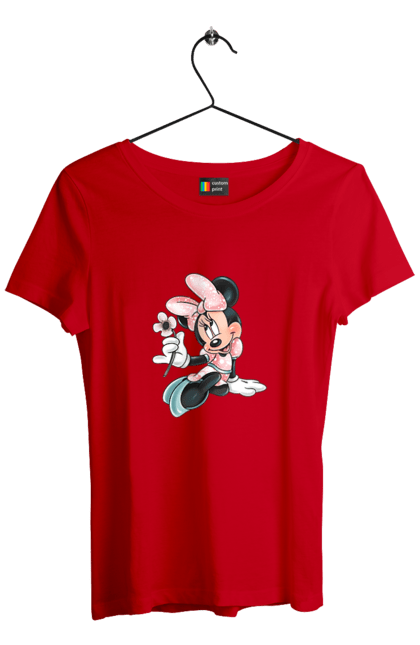 Футболка женская с принтом Минни Маус. Mickey mouse, minnie mouse, дисней, микки, микки маус, минни маус, мультфильм. 2070702