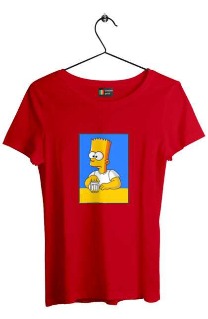 Футболка жіноча з принтом "Барт любитель пива". Барт, барт сімпсон, мультперсонажі, мультфільми, сімпсони, український прапор. 2070702