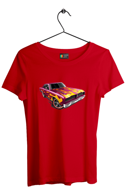 Футболка жіноча з принтом "Машина вогонь". Їзда, машина, швидкість. 2070702