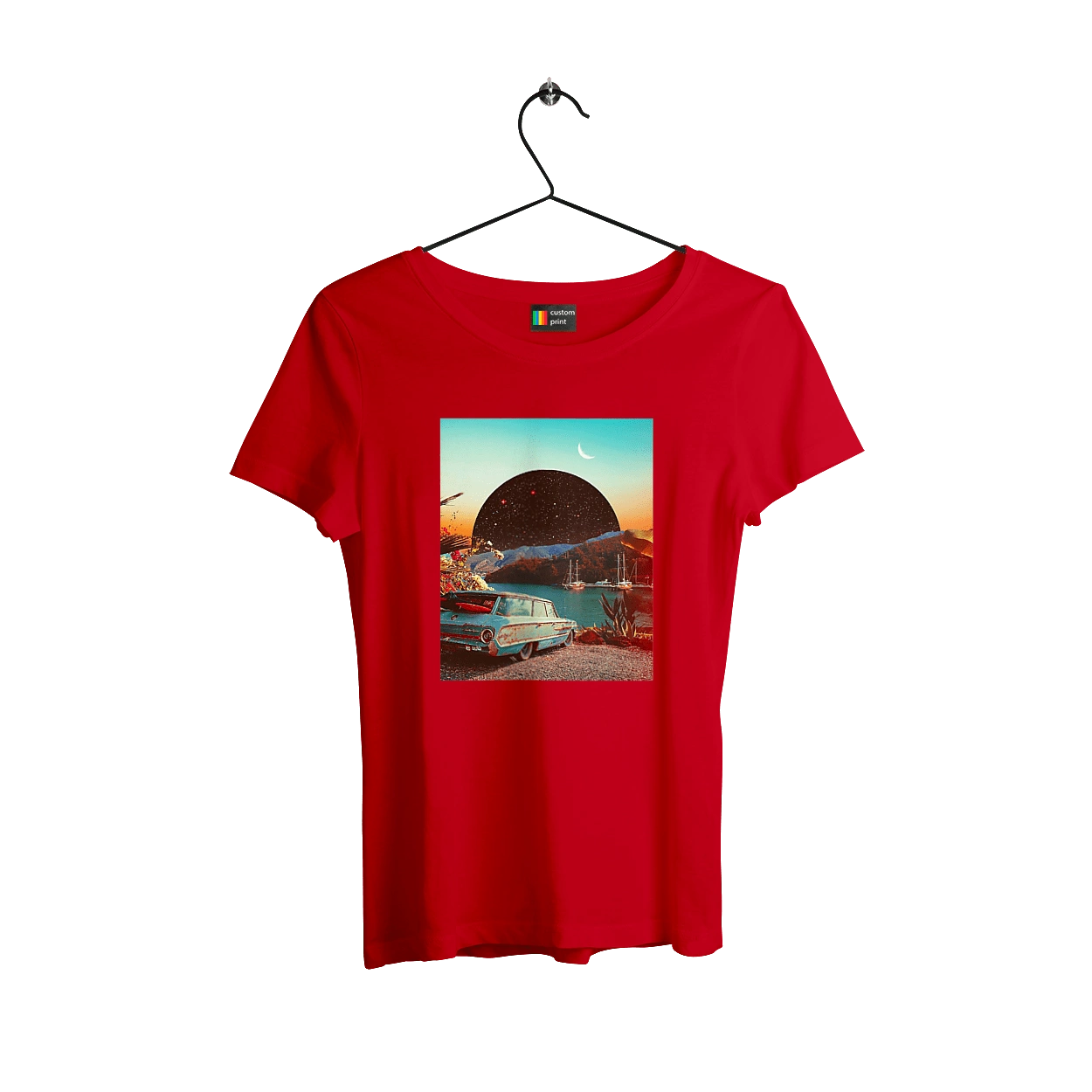 Картина, машина біля річки