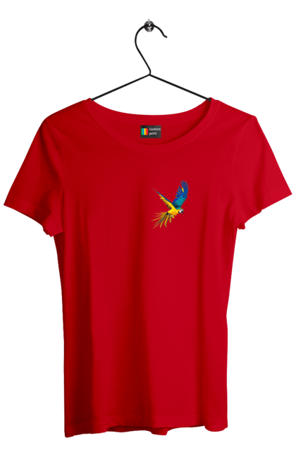 Футболка жіноча з принтом "Папуга українець". Екзотика, папуга, патріот, пташка, символіка, україна. 2070702