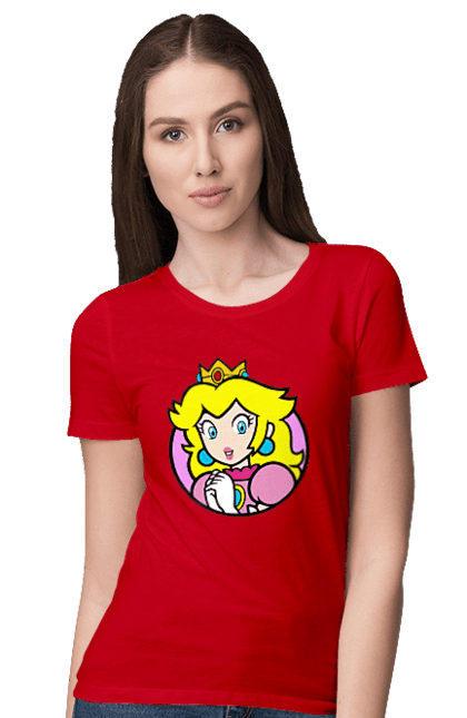 Women's t-shirt with prints Mario Bros. Princess Peach. Character, game, mario, mario bros, nintendo, princess peach, super mario bros. 2070702