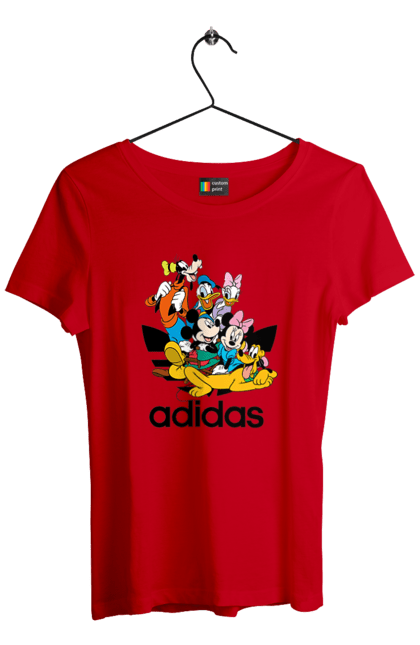 Футболка жіноча з принтом "Adidas Міккі Маус". Adidas, mickey mouse, адідас, дісней, міккі, міккі маус, мультфільм. 2070702