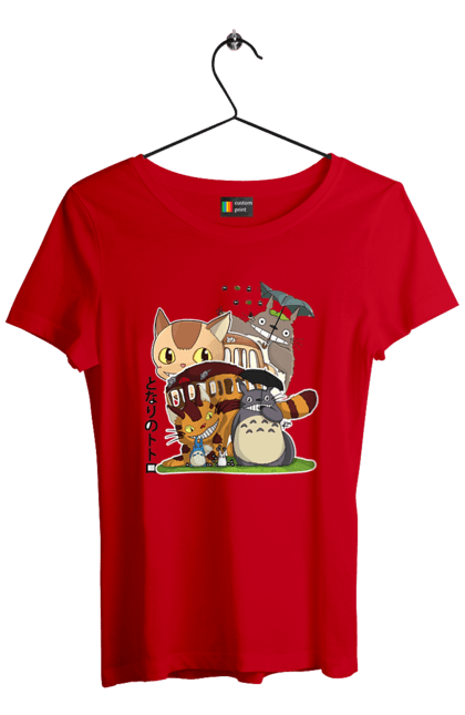 Women's t-shirt with prints Totoro. Adventures, anime, comedy drama, fantasy, film, my neighbor totoro, tv series. 2070702