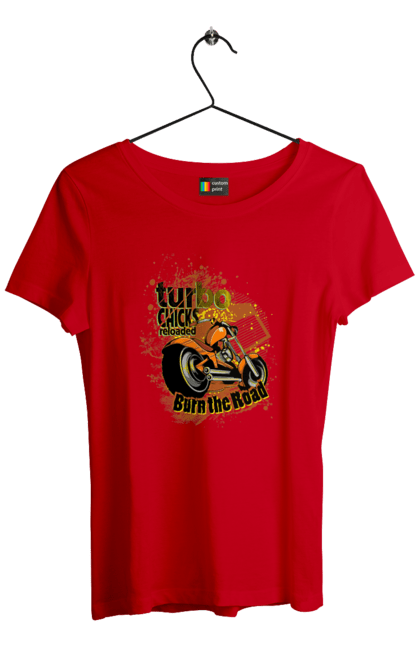 Футболка жіноча з принтом "Мопед Турбо". Їзда, мопед, швидкість. 2070702