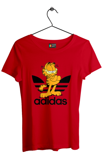 Футболка жіноча з принтом "Adidas Гарфілд". Adidas, garfield, адідас, гарфілд, голод, кінокомедія, кіт, комедія, фільм. 2070702