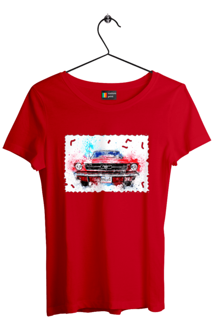 Футболка жіноча з принтом "Автомобіль мустанг". Автомобіль мустанг, донати, допомога, дорога, колесо, конь, машина, мустанг, пейпел, україна. 2070702