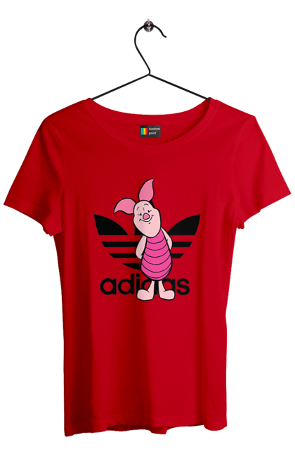 Футболка женская с принтом Adidas Пятачок. Adidas, piglet, адидас, винни-пух, мультфильм, пятачок. 2070702