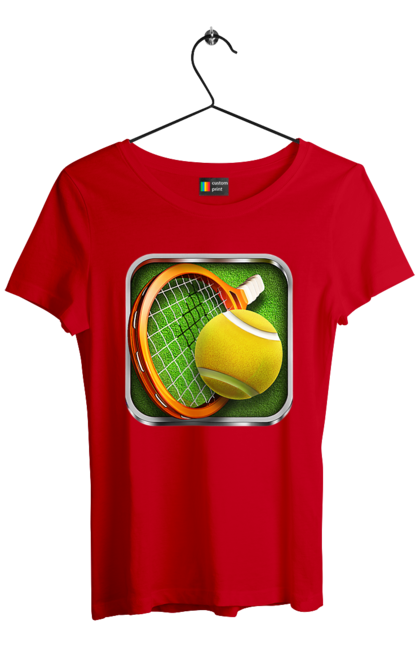 Women`s t-shirt with prints Tennis. Ball, ground tournament, london, players, prize fund, racket, sponsor, tennis, tournament grid. 2070702