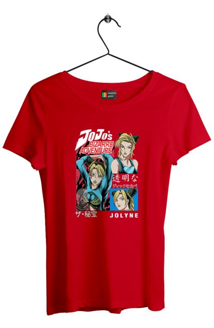 Women's t-shirt with prints JOJO Jolyne Cujoh. Anime, jojo, jojo`s bizarre adventure, jojo’s bizarre adventure, jolyne cujoh, manga. 2070702