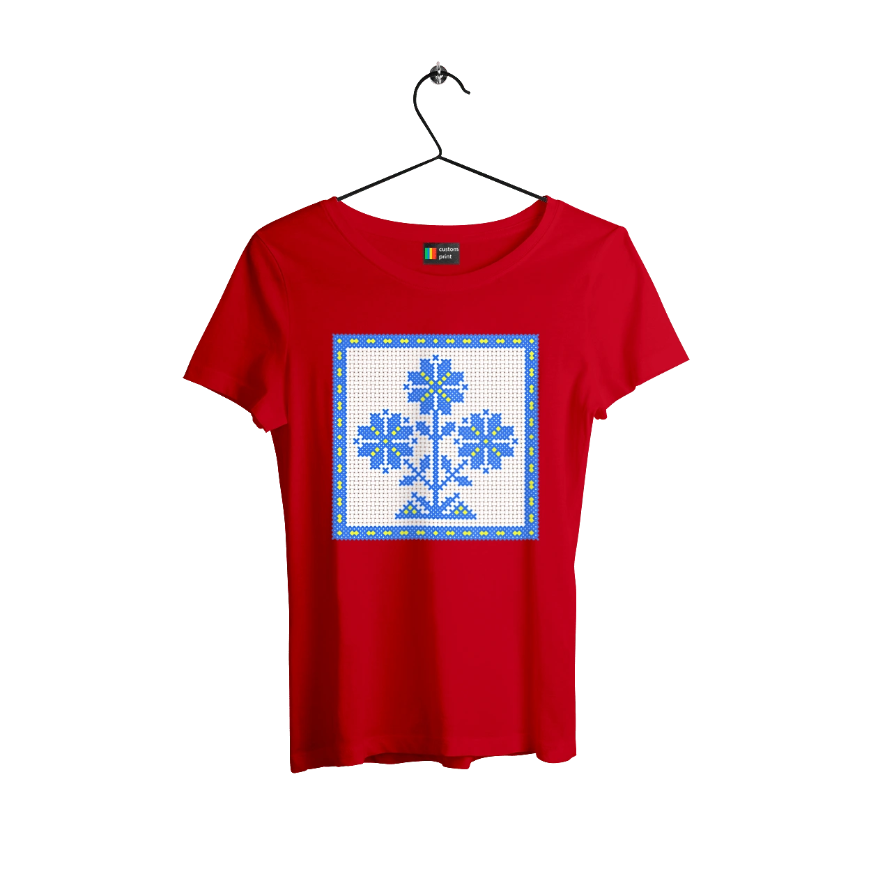 Жовто блакитна вишивка квіти