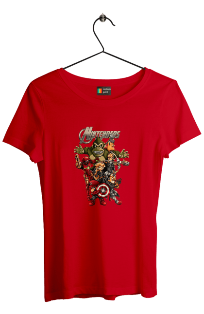 Women`s t-shirt with prints Nintendo heroes. Animal crossing, donkey kong, game characters, kirby, legend of zelda, luigi, mario, nintendo, pokemon, princess stove. 2070702