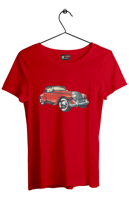 Футболка жіноча з принтом "Автомобіль Раритет". Авто, автомобіль, ретро. 2070702