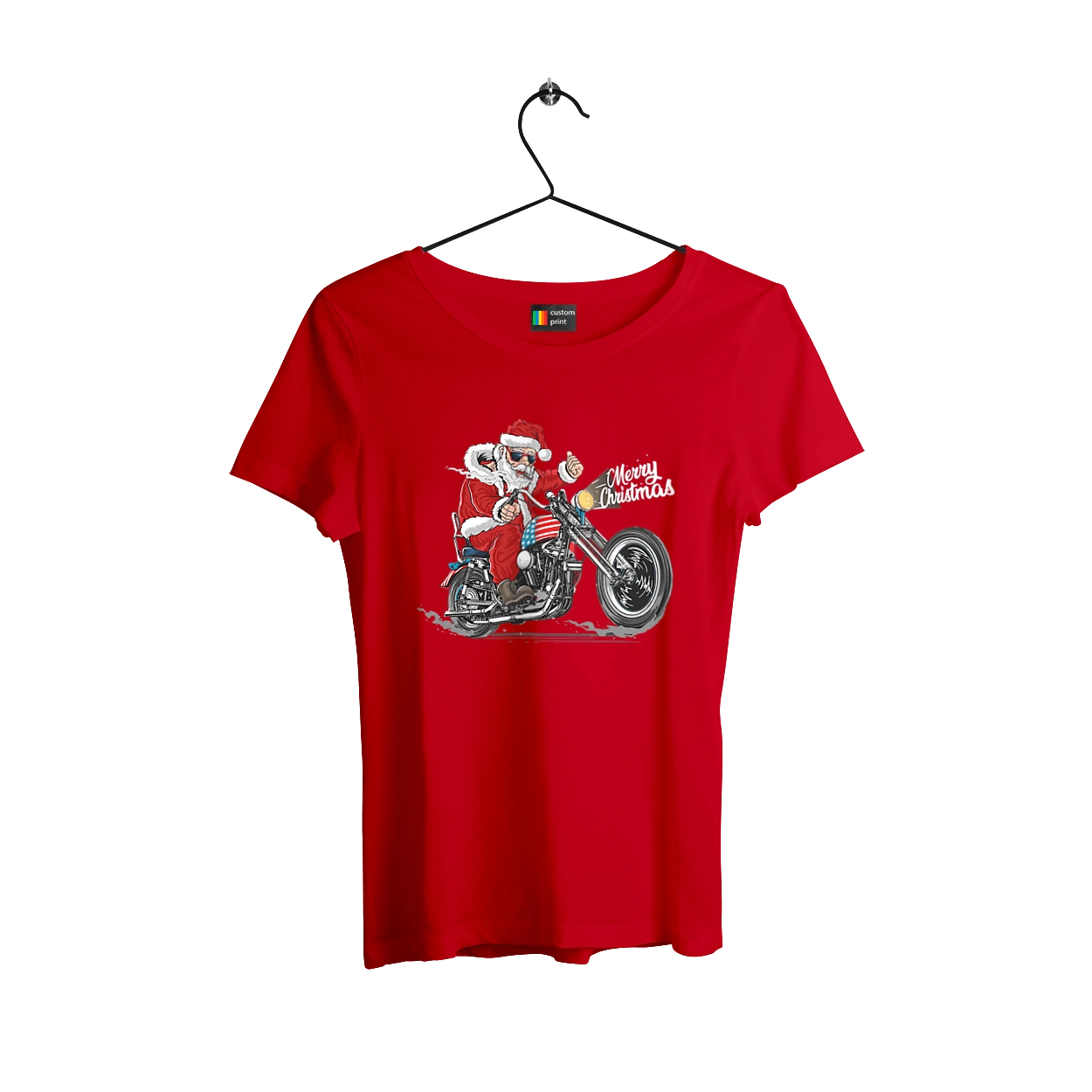 Санта в очках на мотоцикле