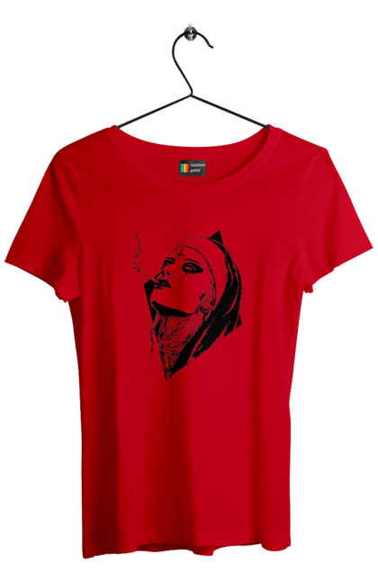 Women`s t-shirt with prints Nun. Cigarettes, cool, girl, tattoo. 2070702
