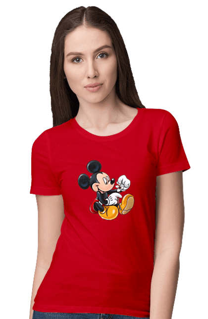 Футболка женская с принтом Микки Маус. Mickey mouse, дисней, микки, микки маус, мультфильм. 2070702