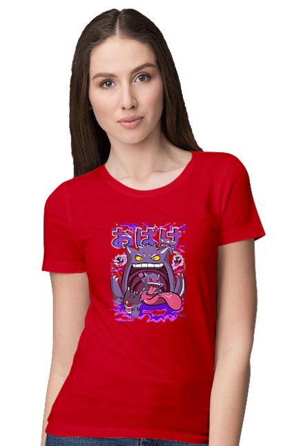 Women`s t-shirt with prints Pokemon Gengar. Anime, fushigibana, games, gengar, nintendo, pokemon, pokemon go. 2070702