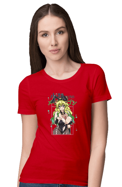 Women's t-shirt with prints Miss Kobayashi's Dragon Maid Lucoa. Anime, dragon, lucoa, manga, quetzalcoatl, quetzalcoatlus. 2070702