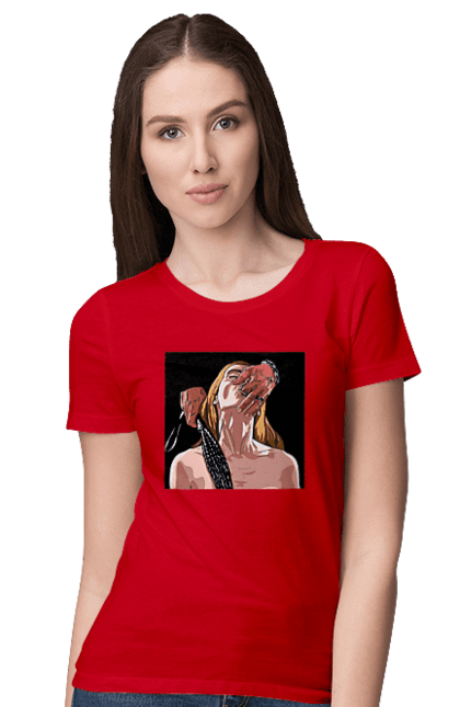 Women`s t-shirt with prints Girl Captive Man With Whips. Passion, suck, whip. 2070702