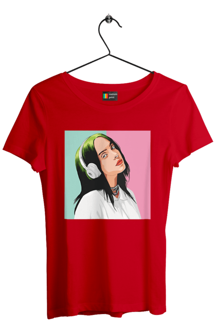 Футболка жіноча з принтом "Billie Eilish". Активістка, біллі айліш, мизукант, права, співачка, тварини. 2070702
