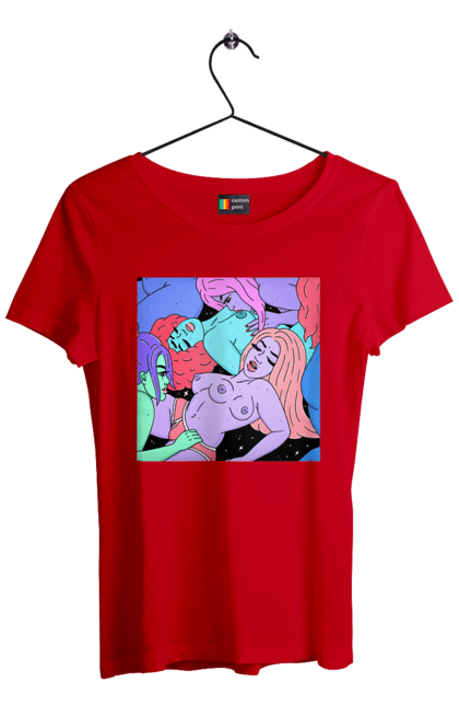 Women`s t-shirt with prints Alien Girls. Aliens, girls, multicolored, space. 2070702