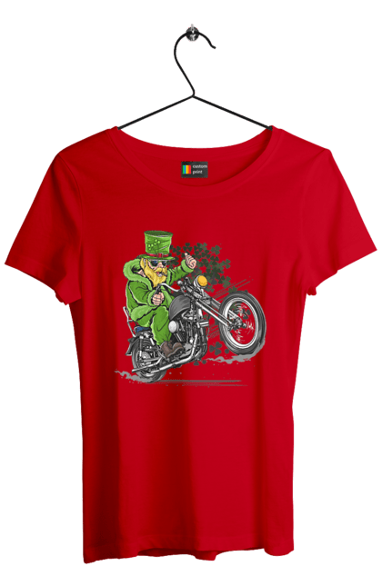 Women`s t-shirt with prints Patrick On A Motorcycle. Holiday, motorcycle, patrick. 2070702