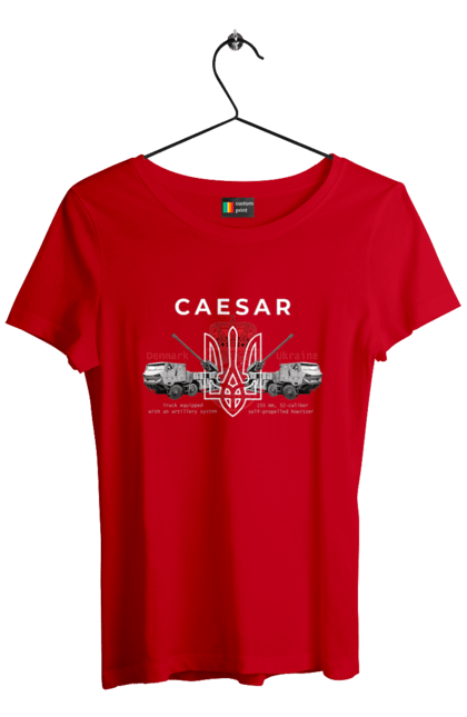 Футболка жіноча з принтом "Caesar". Caesar, himars, залужний, зброя. 2070702