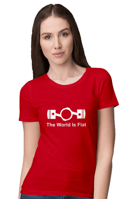 Women`s t-shirt with prints World Flat Wh. Auto, cars, detail. 2070702