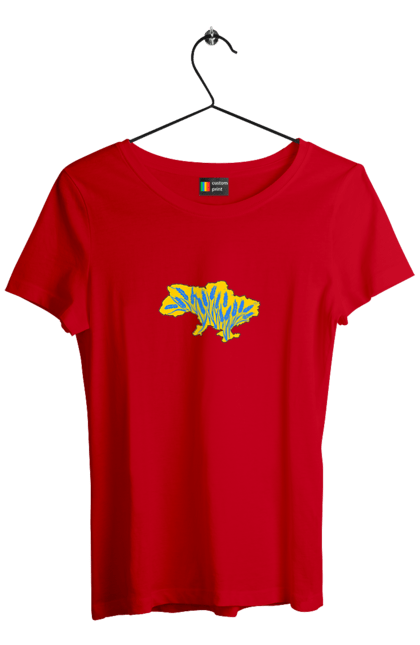 Футболка жіноча з принтом "Україна". Зерно, мапа, патріотичне зображення, пщениця, україна, українська тематика. 2070702