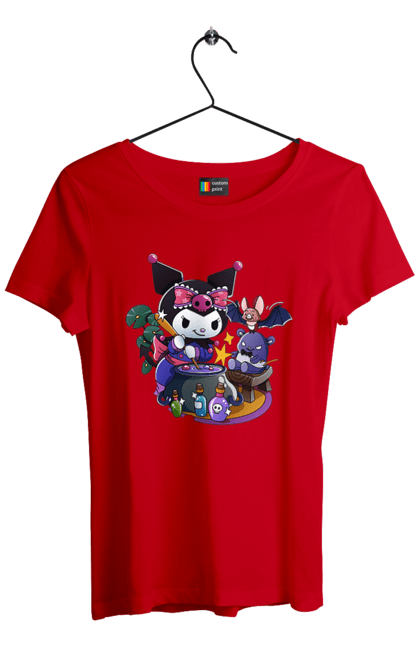 Women`s t-shirt with prints Hello Kitty Kuromi. Anime, character, hello kitty, kuromi, my melody, sanrio. 2070702