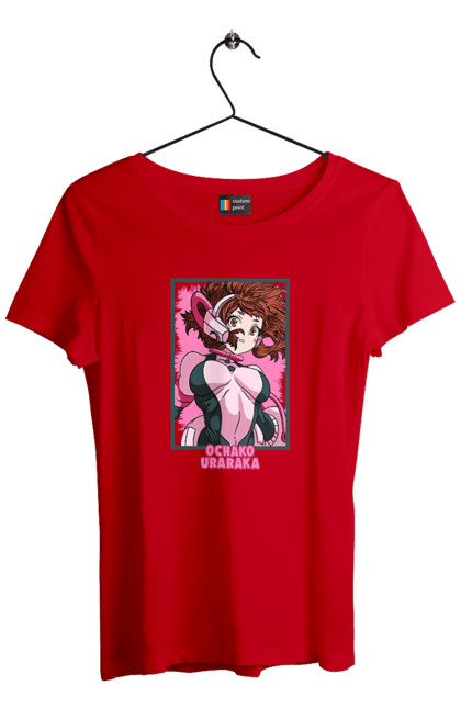 Футболка жіноча з принтом "Моя академія героїв Урарака". My hero academia, ochako, uraraka, uraraka ochako, академія юей, аніме, манга, моя геройська академія, очако урарака, урарака. 2070702