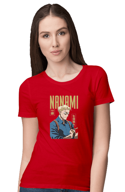 Футболка жіноча з принтом "Магічна битва Нанамі". Anime, jujutsu kaisen, manga, nanami, nanami kento, аніме, магічна битва, манга, нанамі, нанамі кенто. 2070702