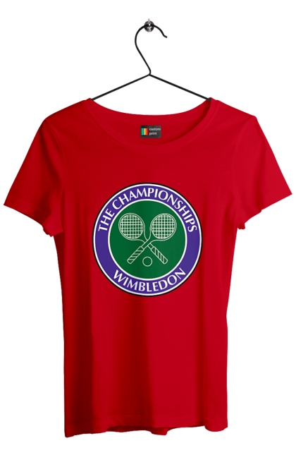 Футболка жіноча з принтом "Wimbledon тенісний турнір". Великий теніс, велокобритання, гравці, лондон, м`яч, призовий фонд, ракетка, спонсор, турнір на траві, турнірна сітка. futbolka.stylus.ua