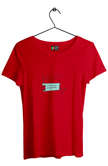 Футболка жіноча з принтом "Це не баг це фіча". Angular, c, css, html, it, javascript, jquery, php, python, react, svelt, vue, айтишник, айті, гумор, код, кодувати, прогер, програміст, програмісти, ти ж, ти ж програміст, тиж програміст. 2070702