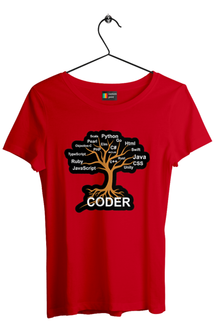 Футболка жіноча з принтом "Кодер". Айті, айтішник, для айтішника, для програміста, кодер, подарунок айтішнику, подарунок програмісту, програміст, розробник. 2070702