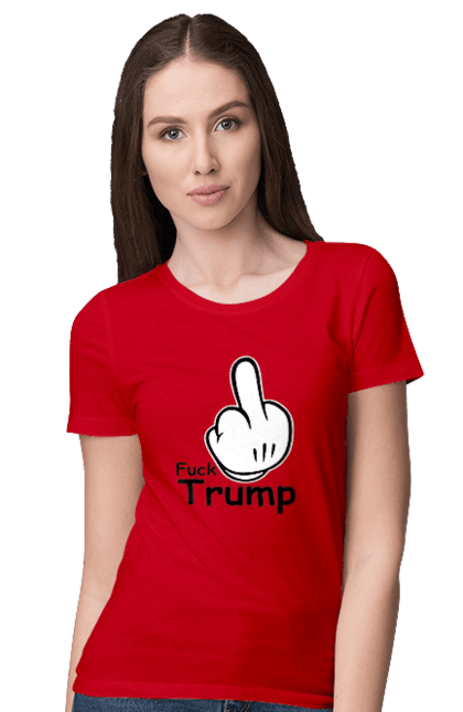 Футболка жіноча з принтом "До біса Трампа". America, fuck, trump, usa, америка, до біса, президент, сша, трамп. 2070702